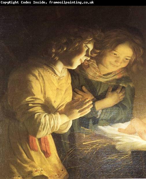 HONTHORST, Gerrit van Adoration of the Child (detail) sf